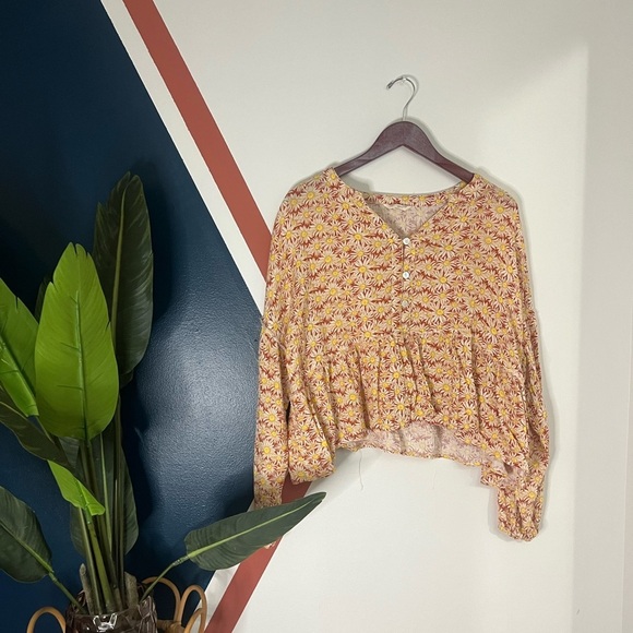 Simply Southern Tops - Simply Southern Floral Blouse - Yellow and Orange Country Cowgirl Vibe